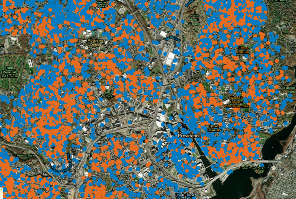 Map of lead suspected or confirmed house in Providence Rhode Island