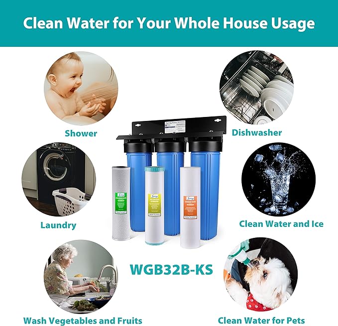 Whole home water filter areas of filtered water