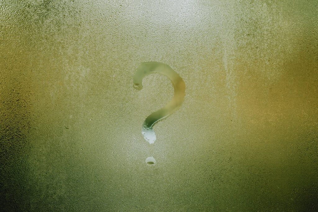 Question mark made out of water. 